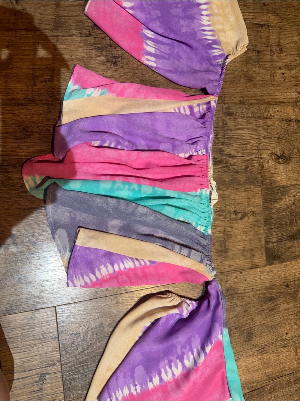 Colorful Tie-Dye Off-Shoulder Crop Top